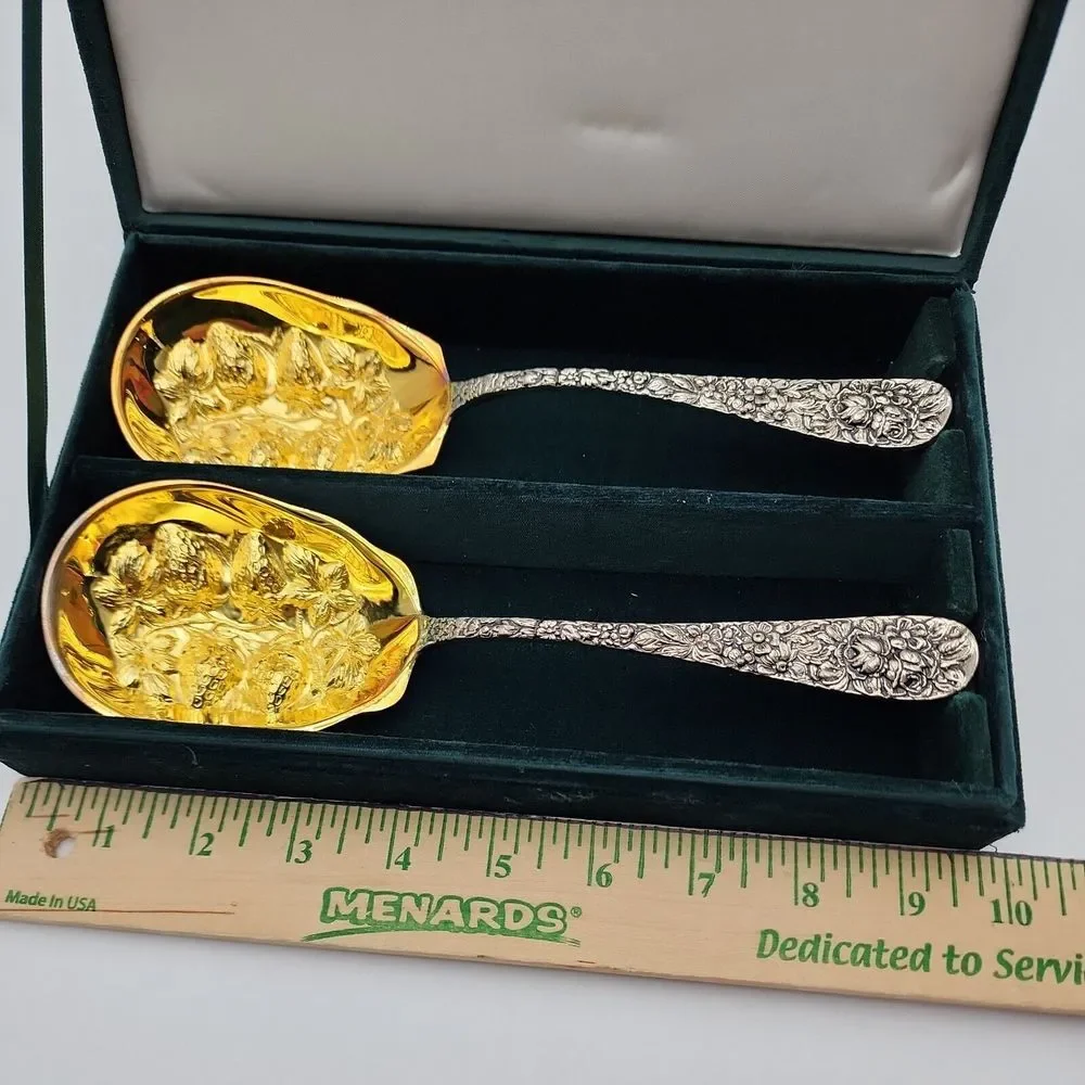 Neiman Marcus Godinger Silver‎ Art Company Ltd. Strawberry Service Spoon Box Set